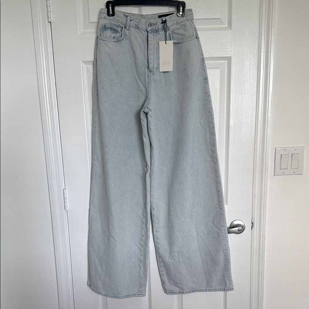 Light Blue High Waist Wide-Leg Women Jeans